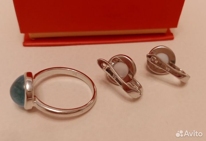 Комплект кольцо и серьги с топазом 925 Vangold