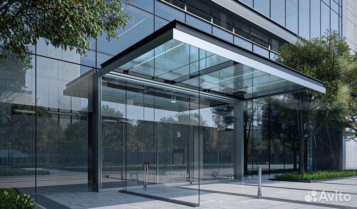 Стеклянный козырек на заказ