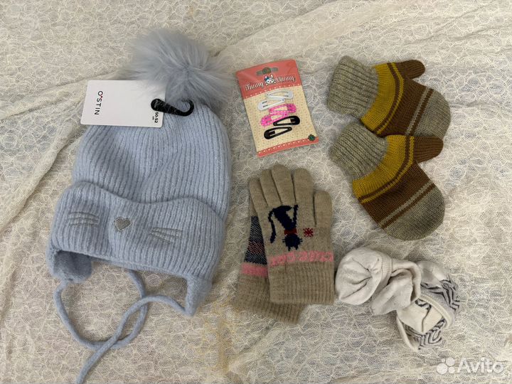 Пакет шапка, варежки, мех.тапочки на девочку 2-3г