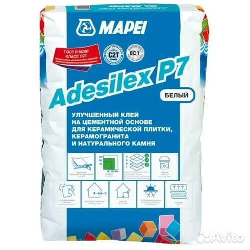 Смесь сухая adesilex P7, TM mapei, цвет белый 25кг