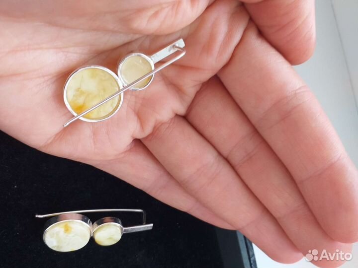 Серьги серебро с натуралним янтарём