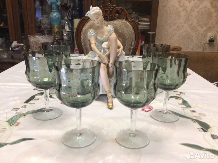 Бокалы редкие цветное хрустальное стекло СССР