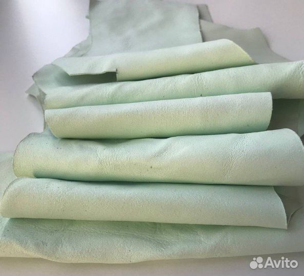 Обрезки кожи цвет фисташковый вес 100 гр