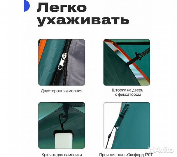 Палатка 2-местная RoadLike PopUp Зеленый