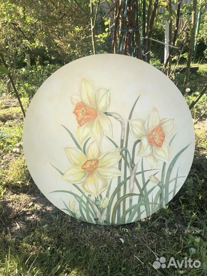 Картина маслом на холсте нарциссы