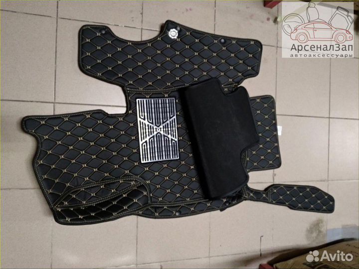 3d коврики Ford Explorer из экокожи черные/беж.шов