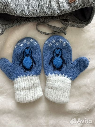 Шапки шлем на 2-3г варежки, шерсть+кашемир