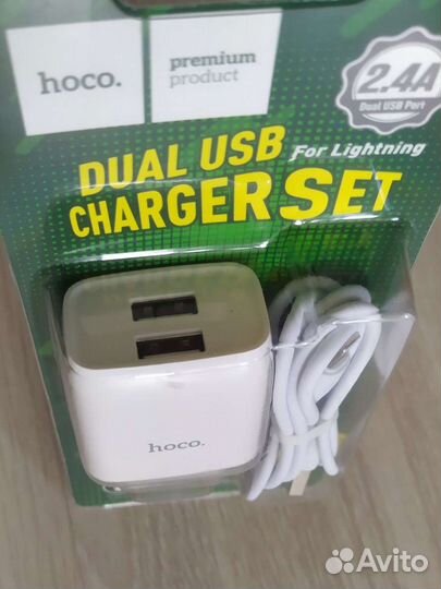 Зарядка Hoco Lightning 2.4A с двойным usb портом