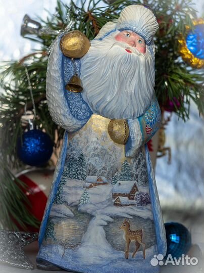 Деревянный резной Дед Мороз 25см