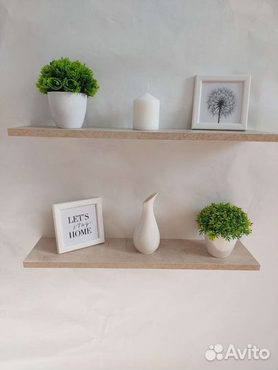 Полки навесные парящие настенные бежевые 2 шт