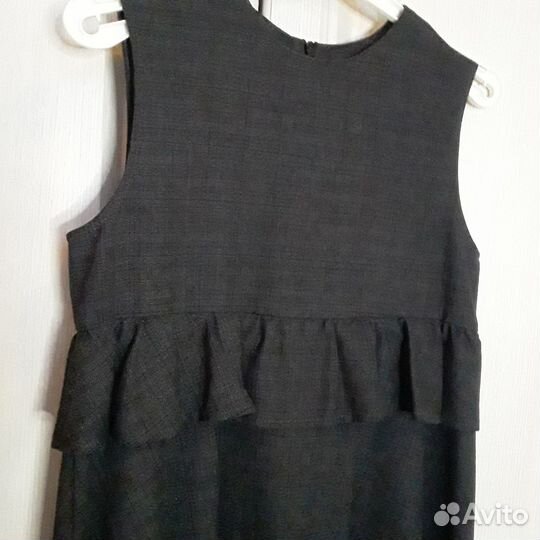 Школьный сарафан 134 серого цвета