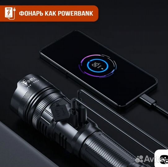 Фонарик аккумуляторный светодиодный тактический