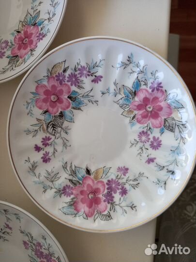 Чайные пары, блюдца лфз, костяной фарфор СССР