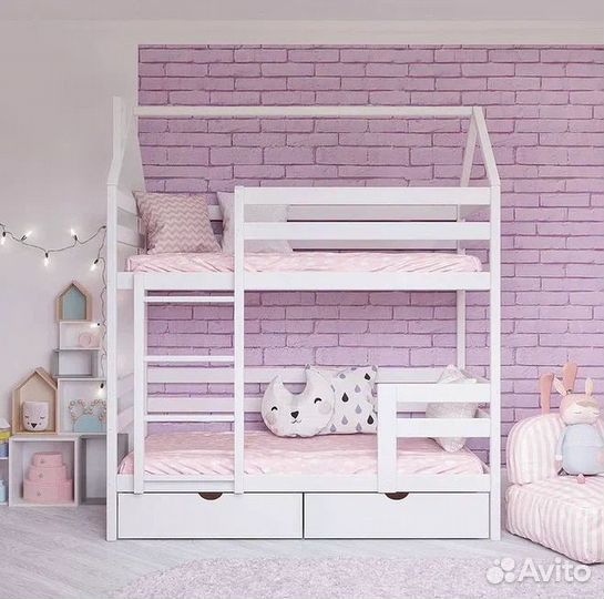 Двухъярусная кровать домик 180х80