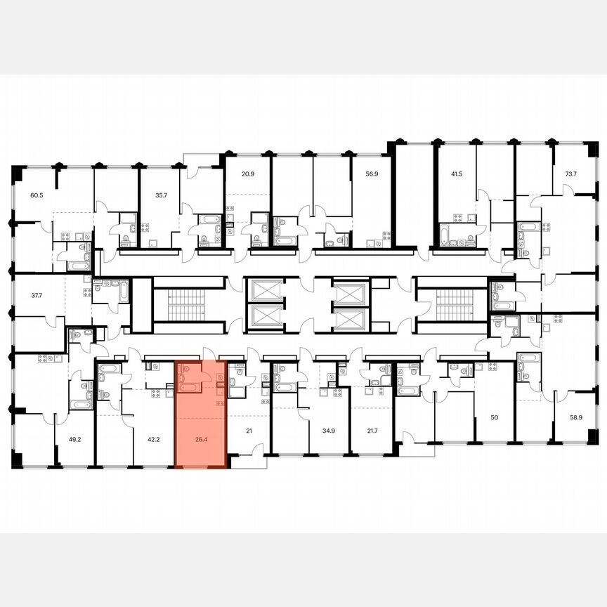 Квартира-студия, 26,4 м², 6/32 эт.