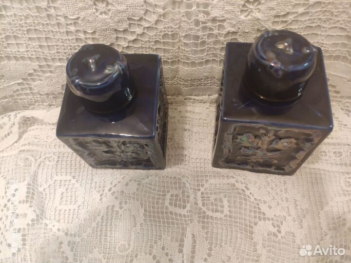 Винтажные кобальтовые чайницы