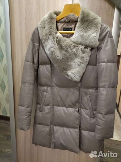 Пуховик женский Снежная королева натуральная кожа