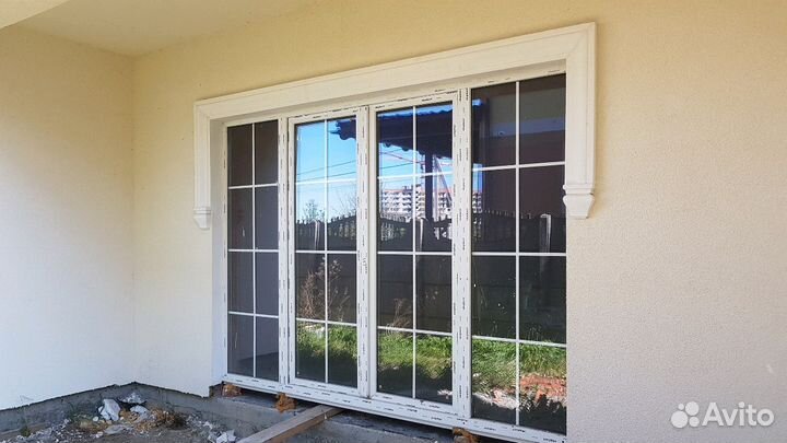 Окно витражное 3 на 2,1 с штульповыми створками