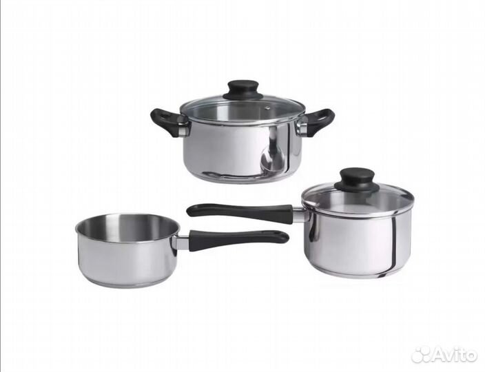 Икеа набор посуды (3 предмета) для всех типов плит