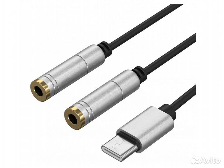 Сплиттер gsmin Harp Type-C (M) - 2 x Mini Jack(F)