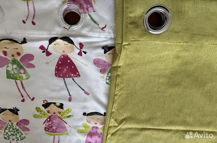 Шторы с прихваткми и подушки в детскую для девочки