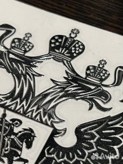 Наклейка герб России металлическая