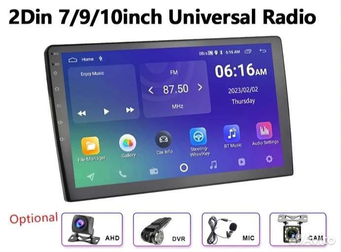 Магнитола Андроид. Toyota. Kia. 10 Дюймов 1/16 Gb