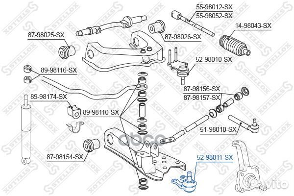 Опора шаровая нижняяToyota Hi-Ace 83-95 5298011SX