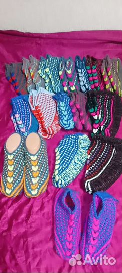 Вязаные тапочки, пинетки