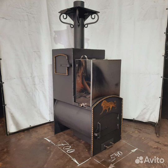 Печь с закрытой каменкой из 530-й трубы