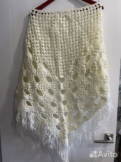 Платок шаль вязаный белый