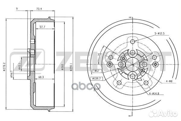Барабан торм. зад. Kia Retona 99- bs-5448 Zekkert
