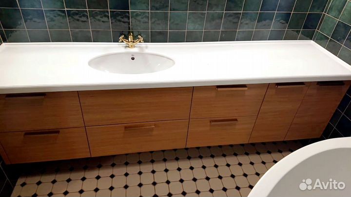 Тумба под раковину на заказ из мдф в шпоне дуба