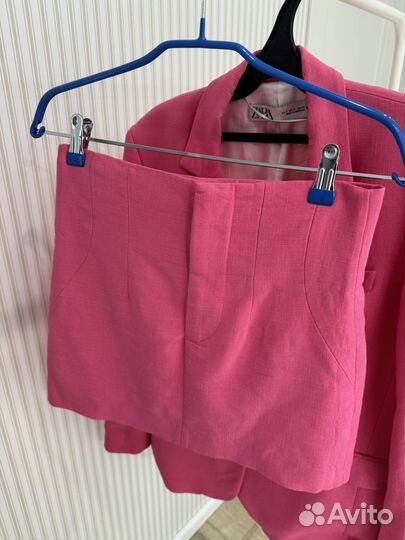 Юбка zara s розовая лён