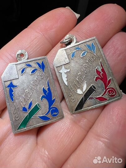 Подвеска серебро 84 проба антиквариат эмаль