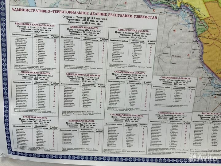 Карта республики Узбекистан