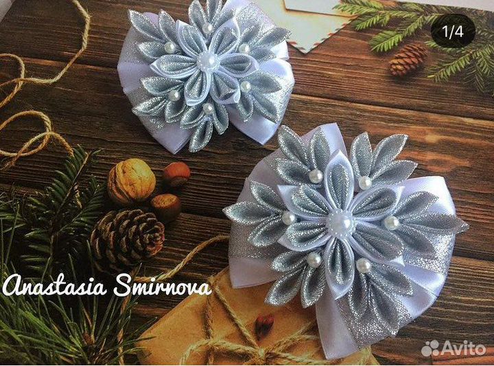 Снежинка на ободке, резинке или заколке