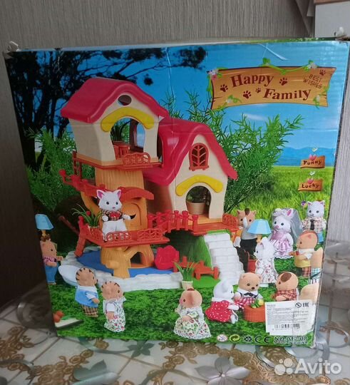 Домик happy family c мебелью и зверюшками