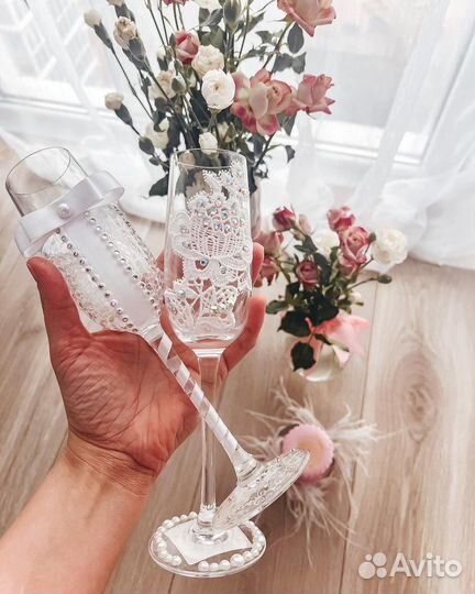 Свадебные бокалы жених&невеста новые