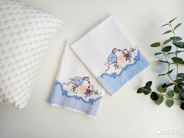 Наволочки на подушки СССР 64х40 с вышивкой новые