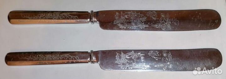 Старые столовые приборы латунь посеребрение металл