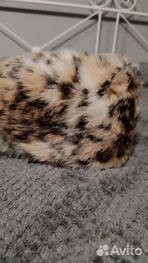 Леопардовая шапка-ушанка, искусственный мех