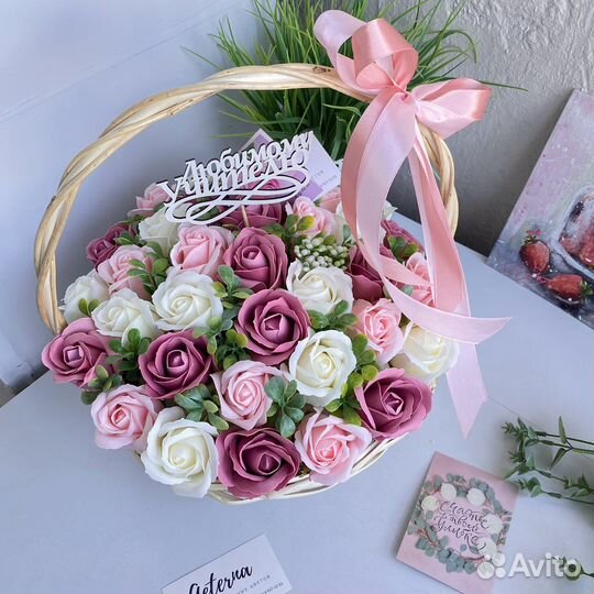 Корзины из мыльных роз