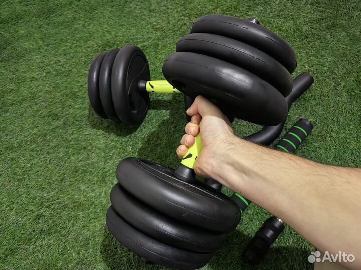 Тренировочные комплекты гантелей и штанг