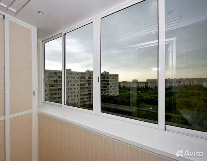 Остекление раздвижное с отделкой