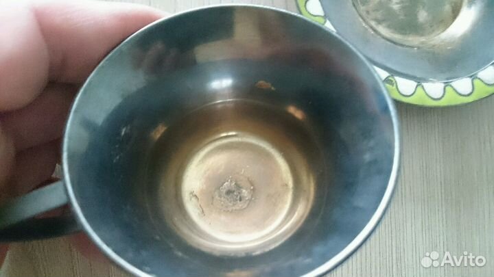 Чашка с блюдцем для кофе. Эмаль. СССР