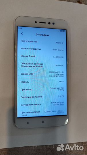 Xiaomi Redmi Note 5A, 2/16 ГБ
