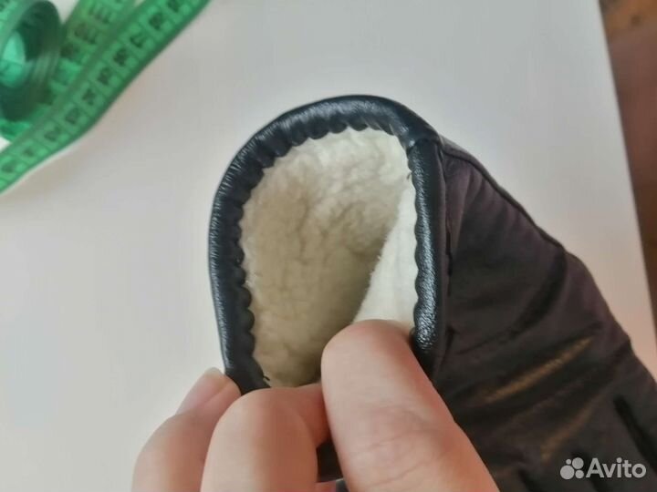 Перчатки утеплённые кожаные для девочки-подростка