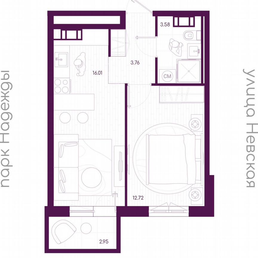 1-к. квартира, 37 м², 4/5 эт.