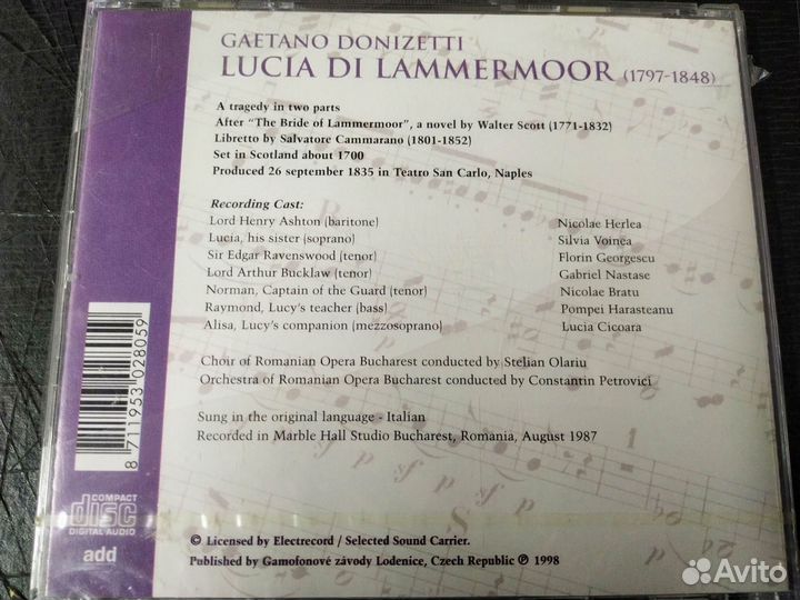 Donizetti Lucia Di Lammermoor 2cd gold new